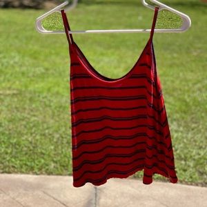 red and black striped tank top